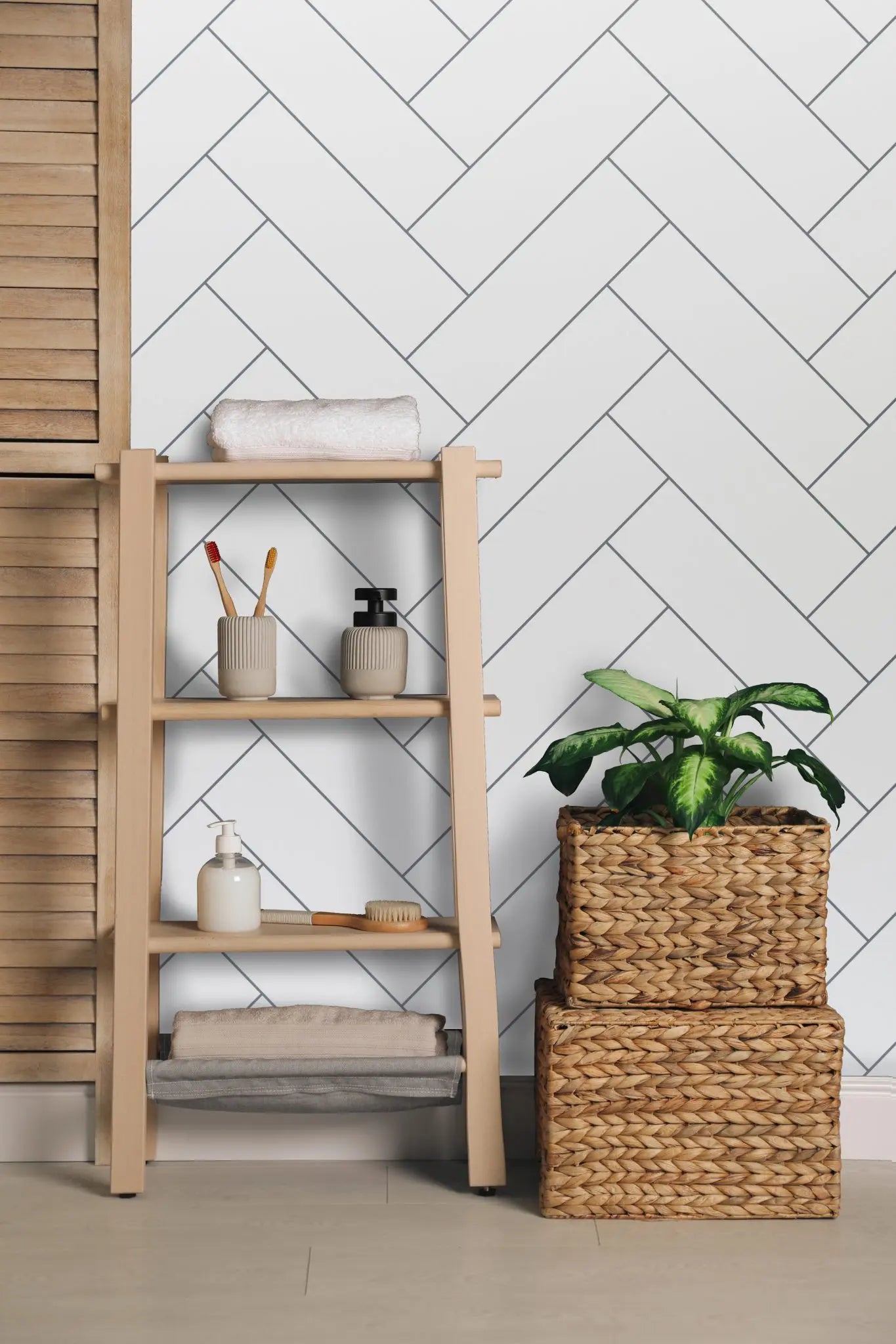 Herringbone white 10mm matt