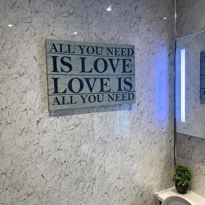 Wet wall white marble metre wide panel